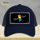 Rhode Island Rainbow Novelty License Plate Hat Mesh / Navy