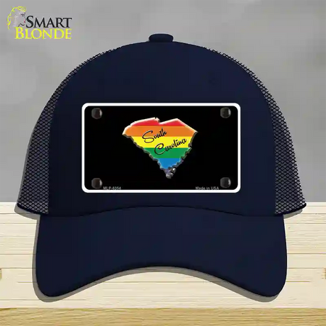 South Carolina Rainbow Novelty License Plate Hat Mesh / Navy