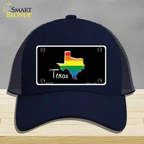 Texas Rainbow Novelty License Plate Hat Mesh / Navy