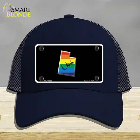 Utah Rainbow Novelty License Plate Hat Mesh / Navy