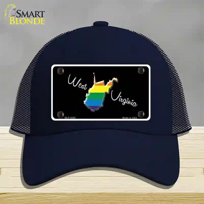 West Virginia Rainbow Novelty License Plate Hat Mesh / Navy