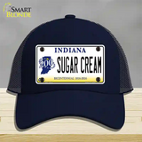 Sugar Cream Indiana Novelty License Plate Hat Mesh / Navy