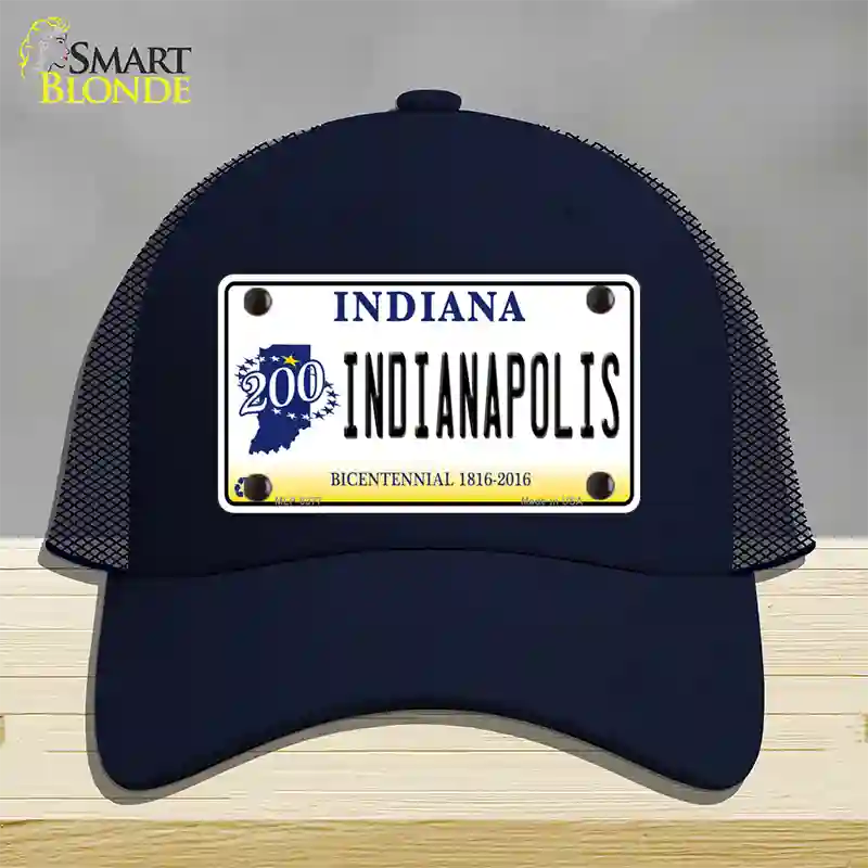 Indianapolis Indiana Novelty License Plate Hat Mesh / Navy