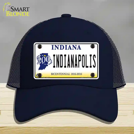 Indianapolis Indiana Novelty License Plate Hat Mesh / Navy