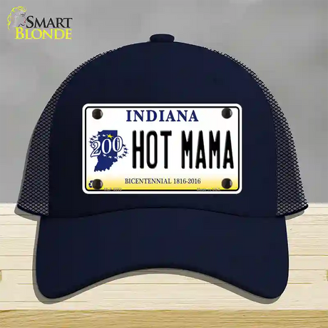 Hot Mama Indiana Novelty License Plate Hat Mesh / Navy