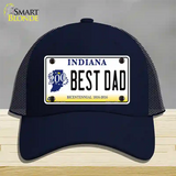 Best Dad Indiana Bicentennial Novelty License Plate Hat Mesh / Navy