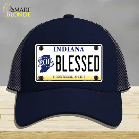 Blessed Indiana Novelty License Plate Hat Mesh / Navy