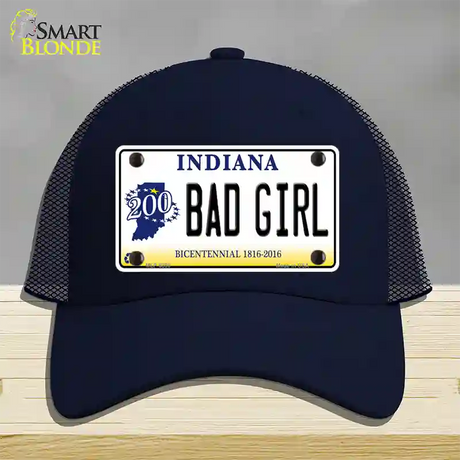 Bad Girl Indiana Novelty License Plate Hat Mesh / Navy