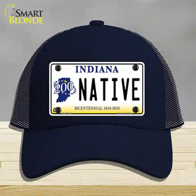 Native Indiana Novelty License Plate Hat Mesh / Navy