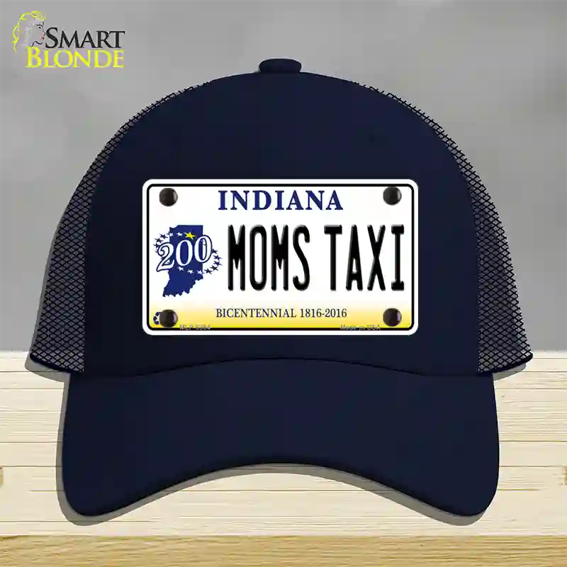 Moms Taxi Indiana Novelty License Plate Hat Mesh / Navy