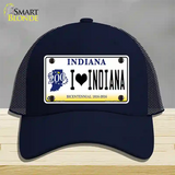 I Love Indiana Novelty License Plate Hat Mesh / Navy