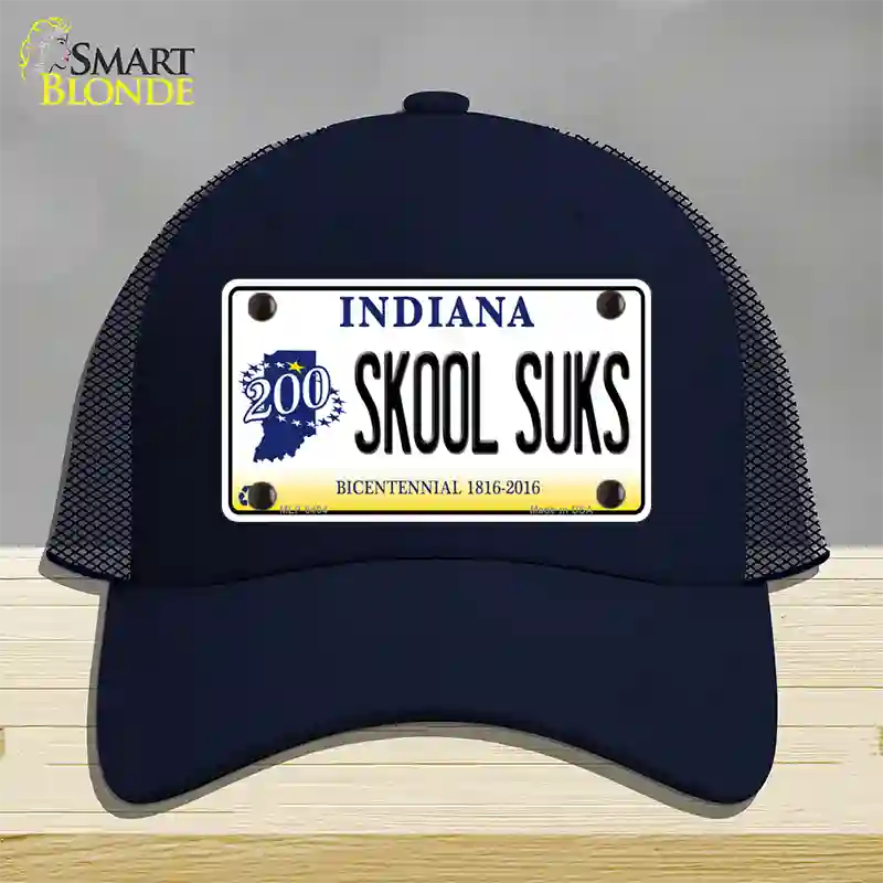 Skook Suks Indiana Novelty License Plate Hat Mesh / Navy