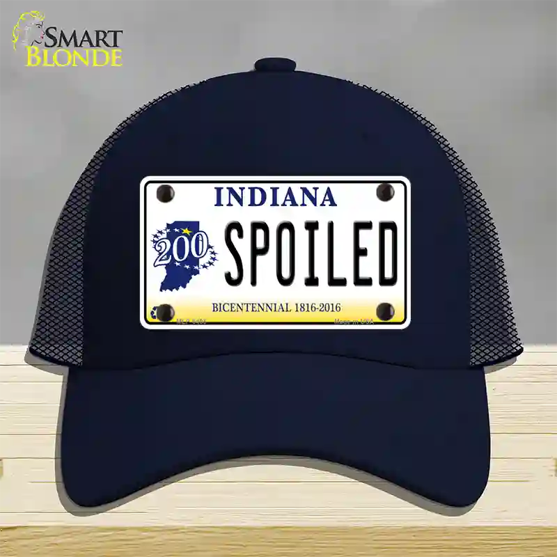 Spoiled Indiana Novelty License Plate Hat Mesh / Navy