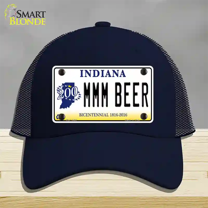 MMM Beer Indiana Novelty License Plate Hat Mesh / Navy