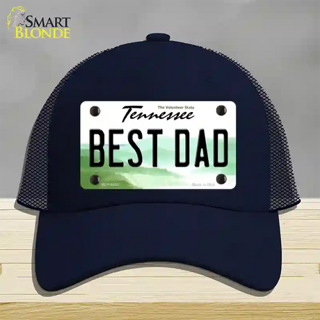 Best Dad Tennessee Novelty License Plate Hat Mesh / Navy