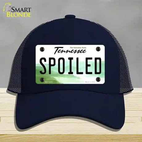 Spoiled Tennessee Novelty License Plate Hat Mesh / Navy