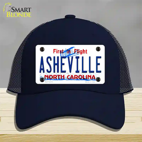 Asheville North Carolina Novelty License Plate Hat Mesh / Navy