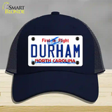 Durham North Carolina Novelty License Plate Hat Mesh / Navy