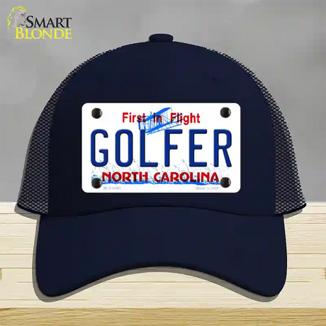 Golfer North Carolina Novelty License Plate Hat Mesh / Navy