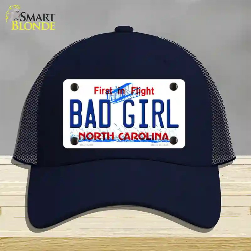 Bad Girl North Carolina Novelty License Plate Hat Mesh / Navy