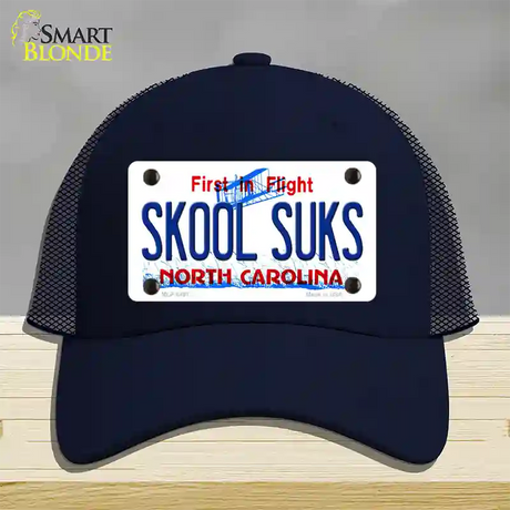 Skool Suks North Carolina Novelty License Plate Hat Mesh / Navy