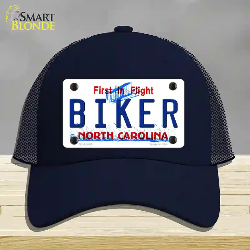 Biker North Carolina Novelty License Plate Hat Mesh / Navy