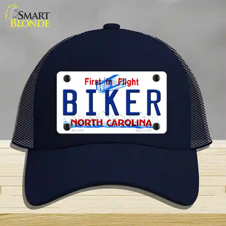 Biker North Carolina Novelty License Plate Hat Mesh / Navy