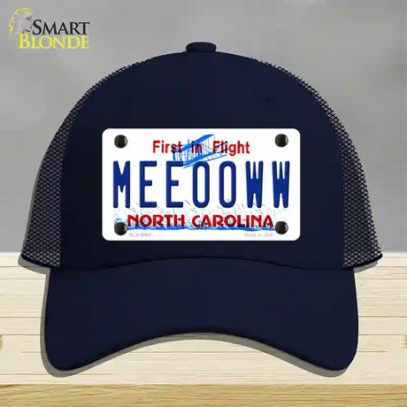 Meeooww North Carolina Novelty License Plate Hat Mesh / Navy