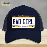 Bad Girl West Virginia Novelty License Plate Hat Mesh / Navy