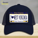 I Love West Virginia Novelty License Plate Hat Mesh / Navy