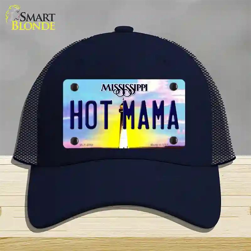 Hot Mama Mississippi Novelty License Plate Hat Mesh / Navy