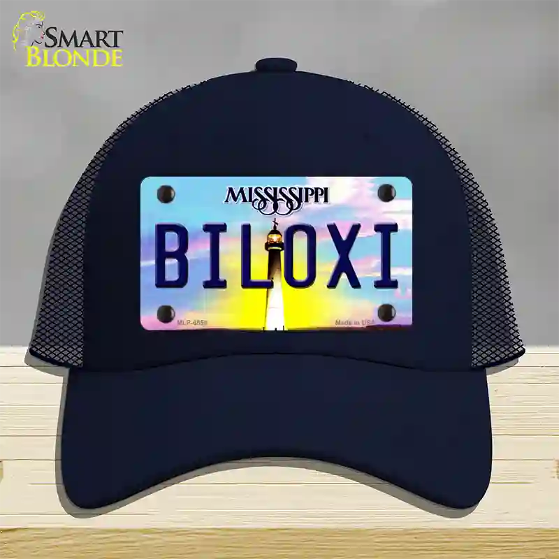 Biloxi Mississippi Novelty License Plate Hat Mesh / Navy