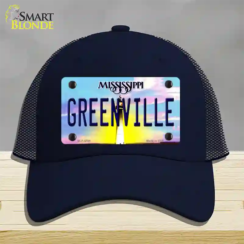 Greenville Mississippi Novelty License Plate Hat Mesh / Navy