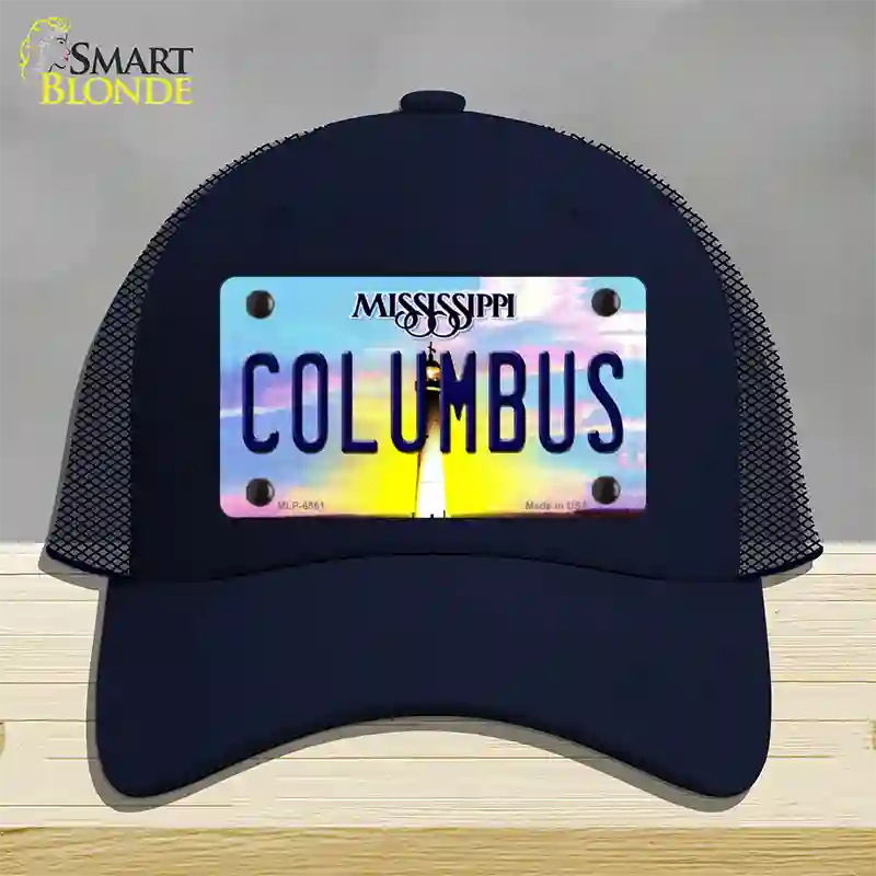 Columbus Mississippi Novelty License Plate Hat Mesh / Navy