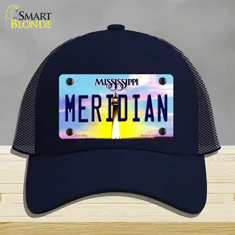 Meridian Mississippi Novelty License Plate Hat Mesh / Navy