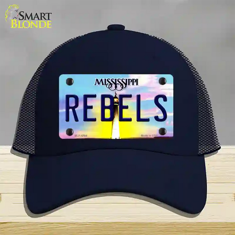 Rebels Mississippi Novelty License Plate Hat Mesh / Navy