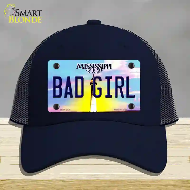 Bad Girl Mississippi Novelty License Plate Hat Mesh / Navy