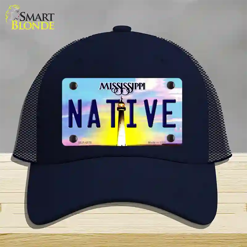 Native Mississippi Novelty License Plate Hat Mesh / Navy