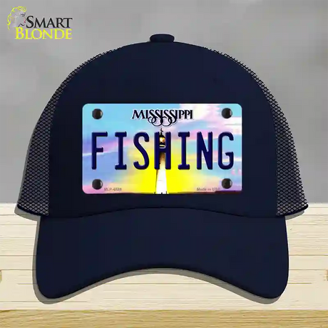 Fishing Mississippi Novelty License Plate Hat Mesh / Navy