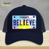 Believe Mississippi Novelty License Plate Hat Mesh / Navy