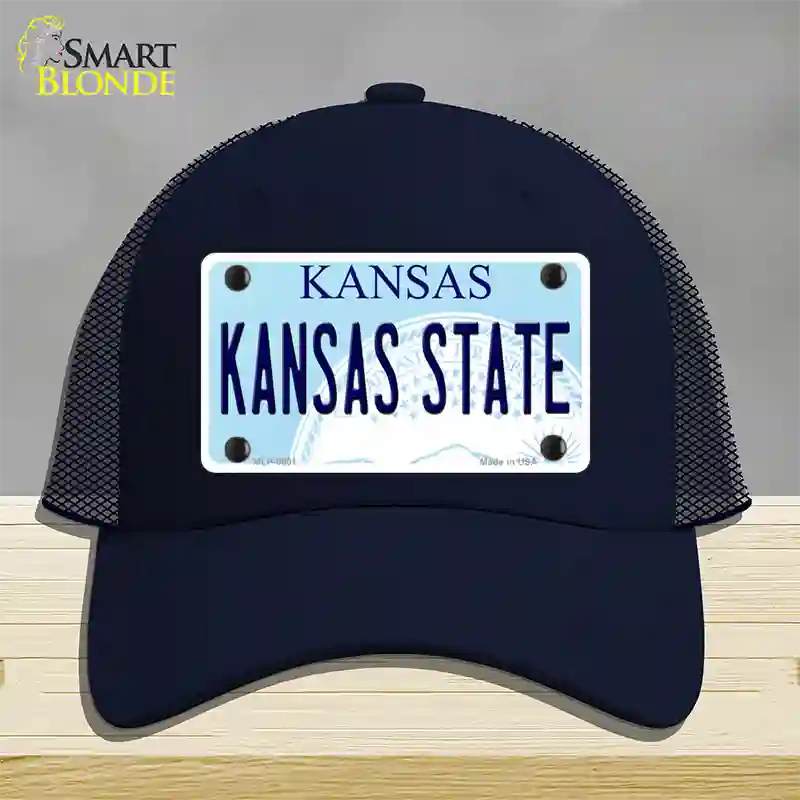 Kansas State Novelty License Plate Hat Mesh / Navy