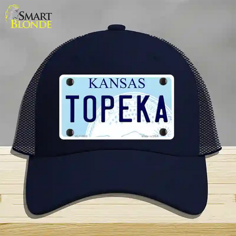 Topeka Kansas Novelty License Plate Hat Mesh / Navy