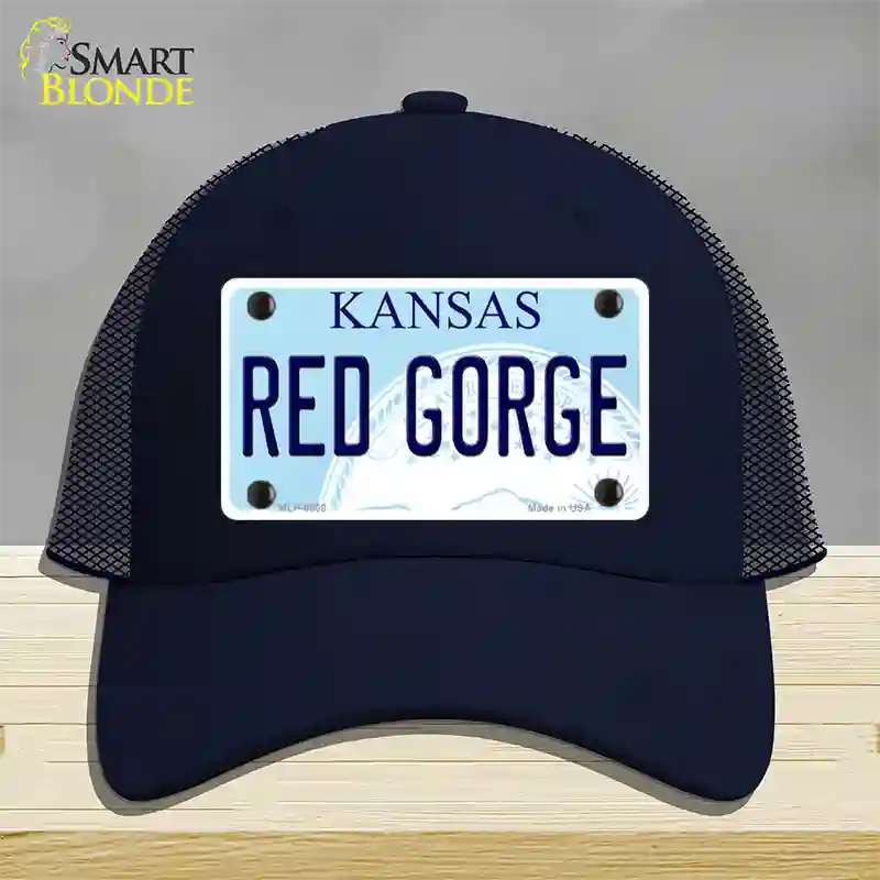 Red Gorge Kansas Novelty License Plate Hat Mesh / Navy