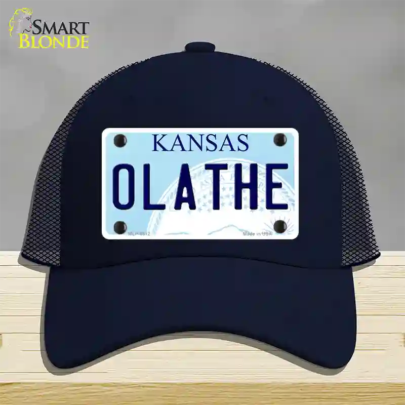 Olathe Kansas Novelty License Plate Hat Mesh / Navy