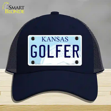 Golfer Kansas Novelty License Plate Hat Mesh / Navy