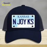 N Joy Kansas Novelty License Plate Hat Mesh / Navy