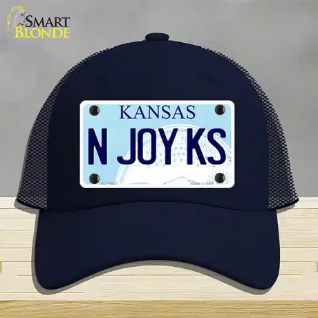 N Joy Kansas Novelty License Plate Hat Mesh / Navy