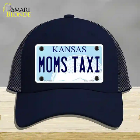 Moms Taxi Kansas Novelty License Plate Hat Mesh / Navy