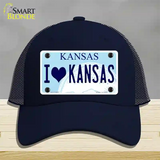 I Love Kansas Novelty License Plate Hat Mesh / Navy