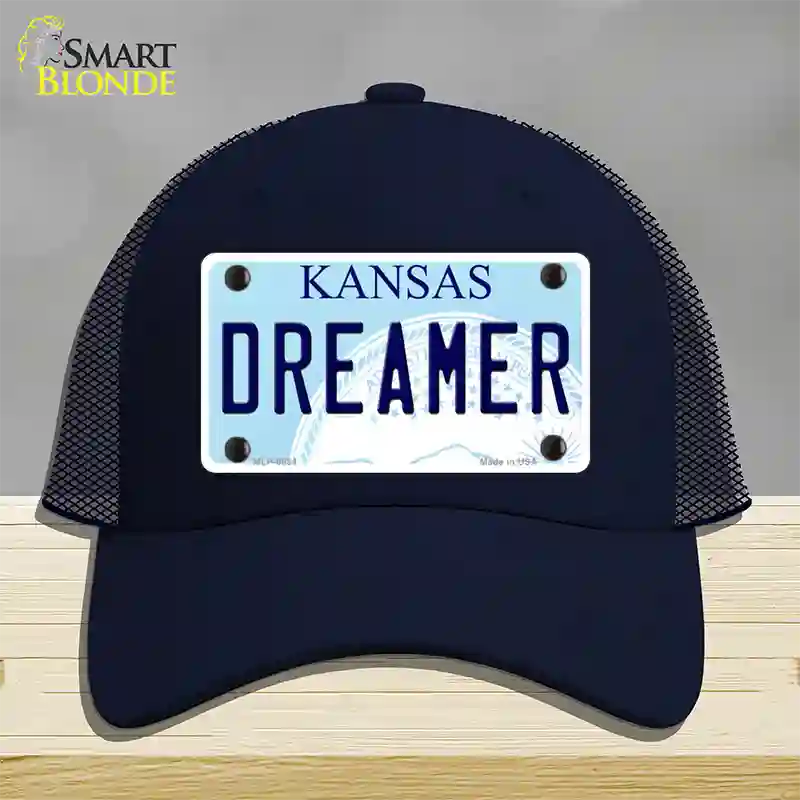 Dreamer Kansas Novelty License Plate Hat Mesh / Navy